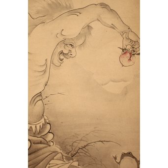 倣 曽我蕭白 がま仙人 掛軸　Z044 