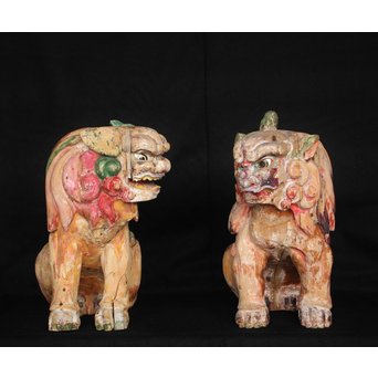 木彫時代阿吽狛犬　X054