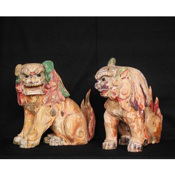 木彫時代阿吽狛犬　X054 