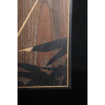 箱根細工創始者 白川洗石/鶴之助 木象嵌文箱/盆　X058 