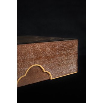 箱根細工創始者 白川洗石/鶴之助 木象嵌文箱/盆　X058 