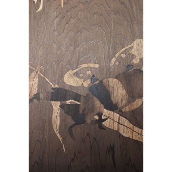 箱根細工創始者 白川洗石/鶴之助 木象嵌文箱/盆　X058 