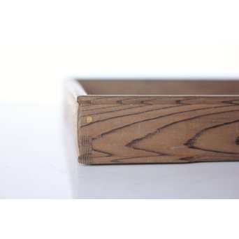 箱根細工創始者 白川洗石/鶴之助 木象嵌文箱/盆　X058 