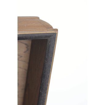 箱根細工創始者 白川洗石/鶴之助 木象嵌文箱/盆　X058 