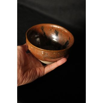 加藤元十作 美濃天目茶碗【堀天目】 竹里庵陶寿 加藤春二識箱　P045 