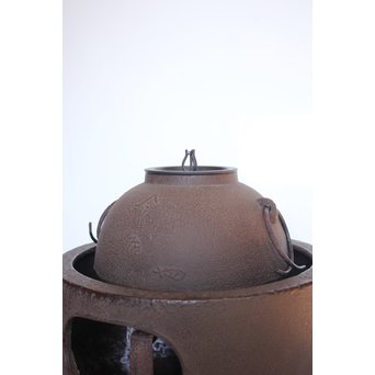 今日庵 淡々斎花押入 鉄常磐風炉/釜 五徳付　M057 