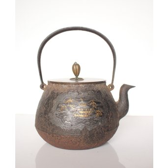 金寿堂 金銀象嵌鉄瓶　M061