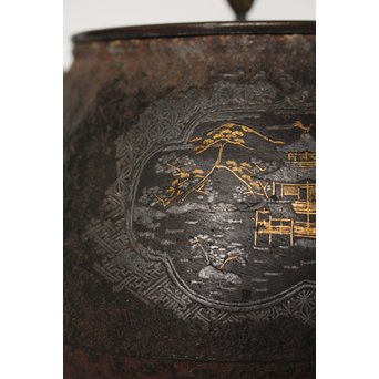 金寿堂 金銀象嵌鉄瓶　M061 