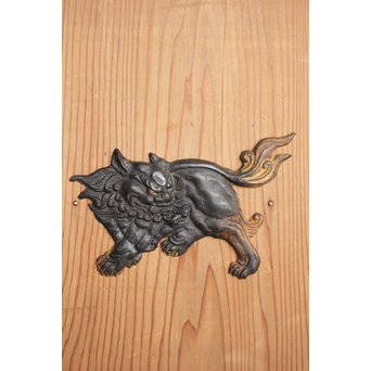 獅子金具付 蔵戸風格子戸 2枚1組　L936 