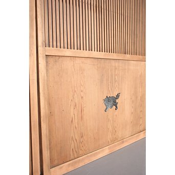 獅子金具付 蔵戸風格子戸 2枚1組　L936 