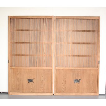 獅子金具付 蔵戸風格子戸 2枚1組　L936