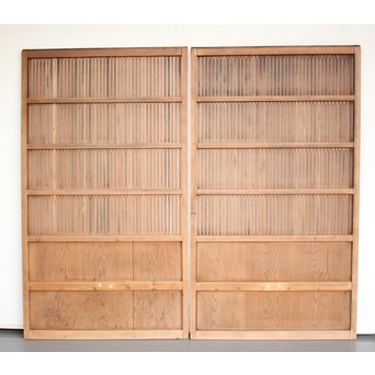 獅子金具付 蔵戸風格子戸 2枚1組　L936 