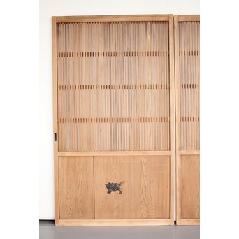 獅子金具付 蔵戸風格子戸 2枚1組　L936 