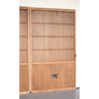 獅子金具付 蔵戸風格子戸 2枚1組　L936 