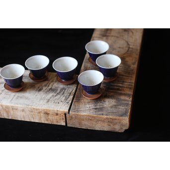 瑠璃釉古伊万里 煎茶碗6客　P056