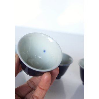 瑠璃釉古伊万里 煎茶碗6客　P056 