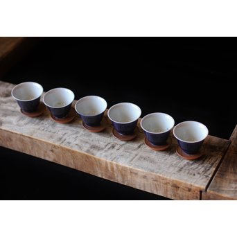 瑠璃釉古伊万里 煎茶碗6客　P056 