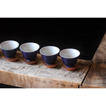 瑠璃釉古伊万里 煎茶碗6客　P056 