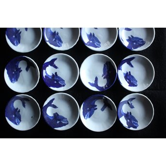 鯨絵 古伊万里豆皿/手塩皿　P057 