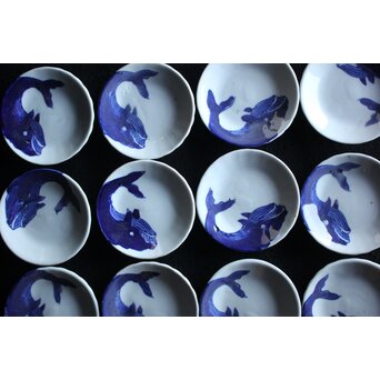 鯨絵 古伊万里豆皿/手塩皿　P057 