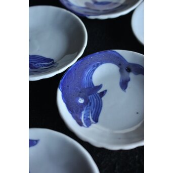 鯨絵 古伊万里豆皿/手塩皿　P057 