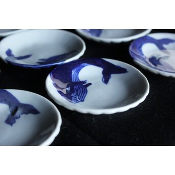 鯨絵 古伊万里豆皿/手塩皿　P057 