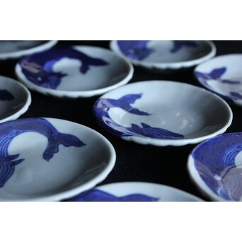 鯨絵 古伊万里豆皿/手塩皿　P057 