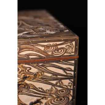 大須賀喬 銀鍍金 彫金蝶飾箱/茶箱　M062 