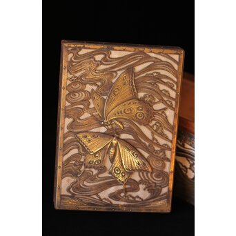 大須賀喬 銀鍍金 彫金蝶飾箱/茶箱　M062 