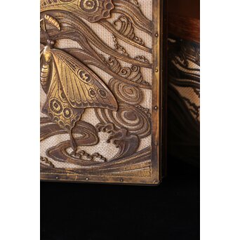 大須賀喬 銀鍍金 彫金蝶飾箱/茶箱　M062 