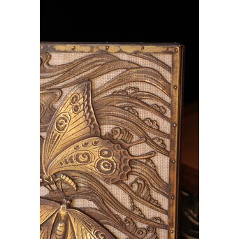 大須賀喬 銀鍍金 彫金蝶飾箱/茶箱　M062 