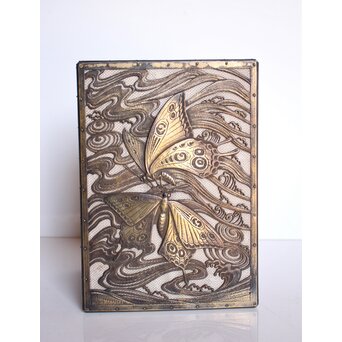 大須賀喬 銀鍍金 彫金蝶飾箱/茶箱　M062 