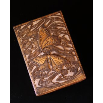 大須賀喬 銀鍍金 彫金蝶飾箱/茶箱　M062