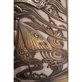 大須賀喬 銀鍍金 彫金蝶飾箱/茶箱　M062 