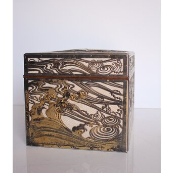 大須賀喬 銀鍍金 彫金蝶飾箱/茶箱　M062 