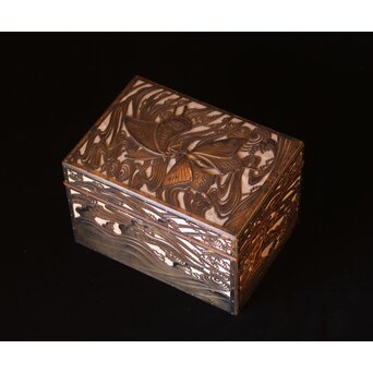 大須賀喬 銀鍍金 彫金蝶飾箱/茶箱　M062 