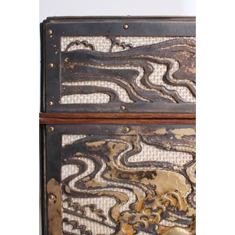 大須賀喬 銀鍍金 彫金蝶飾箱/茶箱　M062 