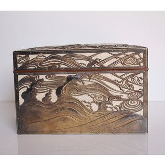 大須賀喬 銀鍍金 彫金蝶飾箱/茶箱　M062 