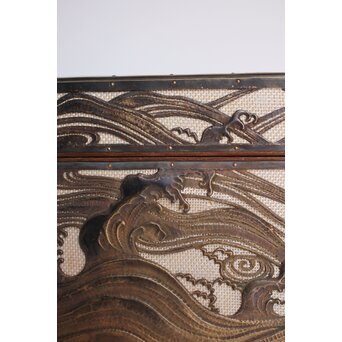 大須賀喬 銀鍍金 彫金蝶飾箱/茶箱　M062 