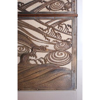 大須賀喬 銀鍍金 彫金蝶飾箱/茶箱　M062 