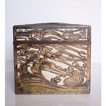 大須賀喬 銀鍍金 彫金蝶飾箱/茶箱　M062 