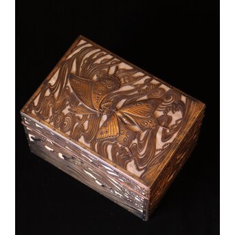 大須賀喬 銀鍍金 彫金蝶飾箱/茶箱　M062 