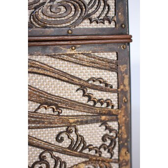 大須賀喬 銀鍍金 彫金蝶飾箱/茶箱　M062 