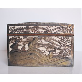 大須賀喬 銀鍍金 彫金蝶飾箱/茶箱　M062 