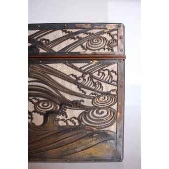 大須賀喬 銀鍍金 彫金蝶飾箱/茶箱　M062 