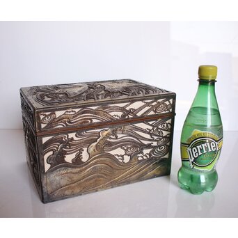 大須賀喬 銀鍍金 彫金蝶飾箱/茶箱　M062 