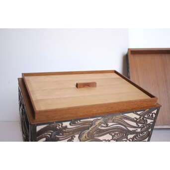 大須賀喬 銀鍍金 彫金蝶飾箱/茶箱　M062 