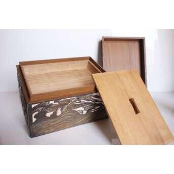 大須賀喬 銀鍍金 彫金蝶飾箱/茶箱　M062 