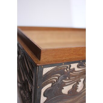 大須賀喬 銀鍍金 彫金蝶飾箱/茶箱　M062 