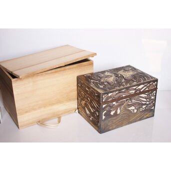 大須賀喬 銀鍍金 彫金蝶飾箱/茶箱　M062 